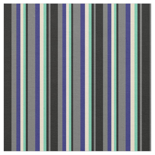 Dim Gray, Black, Aquamarine, Tan & Midnight Blue Stoff (Nahaufnahme)