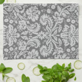 Dim Gray Damask Geschirrtuch (Gefaltet)