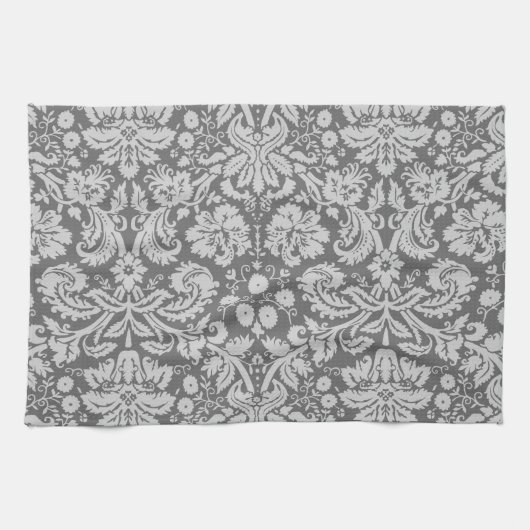 Dim Gray Damask Geschirrtuch (Horizontal)