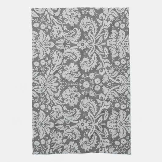 Dim Gray Damask Geschirrtuch (Vertikal)