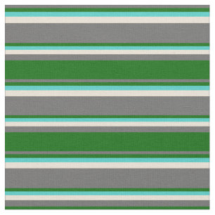 Dim Gray, Dark Green, Türkis und Bisque Lines Stoff