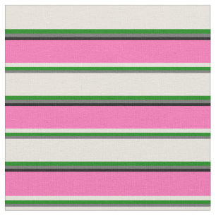 Dim Gray, Green, Beige, Hot Pink und Black Lines Stoff