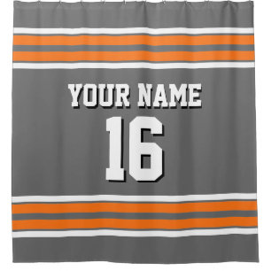 Dim Gray Pumpkin Orange WhStripes Sports Jersey Duschvorhang