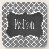 Dim Gray Quatrefoil; Chalkboard-Look Untersetzer (Vorderseite)