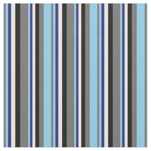 Dim Gray, Sky Blue, Midnight Blue, White & Black Stoff (Nahaufnahme)