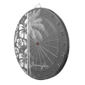 Dim Gray Tropical Hibiskus; Palme Tree Dartscheibe (Vorderseite rechts)