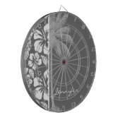 Dim Gray Tropical Hibiskus; Palme Tree Dartscheibe (Vorderseite Links)