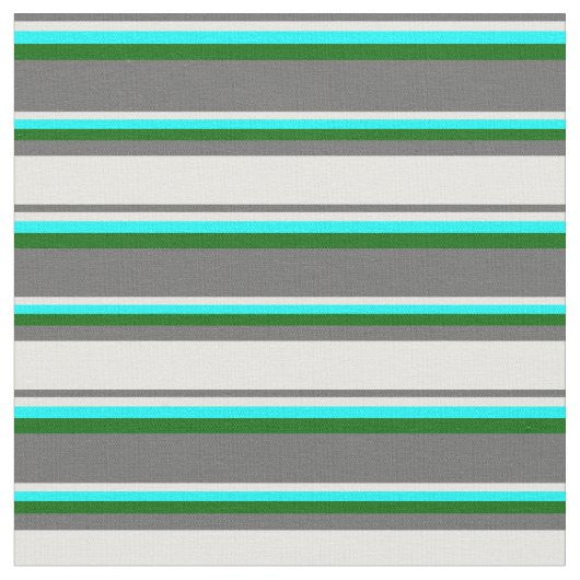 Dim Gray, White, Aqua & Dark Green Lines Stoff (Nahaufnahme)