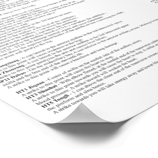 Dim Mak Death Striking Points Poster 18 X 24 (Ecke)