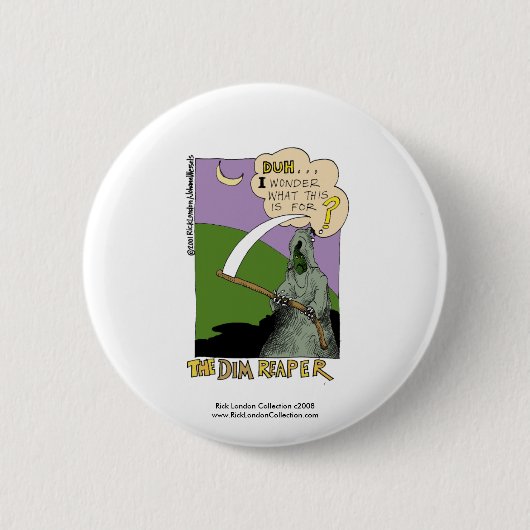 Dim Sensenmann Halloween Funny Cartoon Button (Vorderseite)