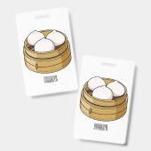 Dim sum Cartoon Illustration Ausweis (Vorder- & Rückseite)