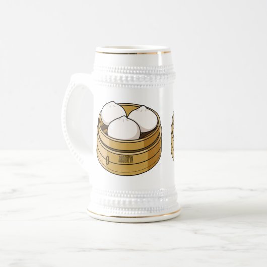 Dim sum Cartoon Illustration Bierglas (Vorderseite Links)
