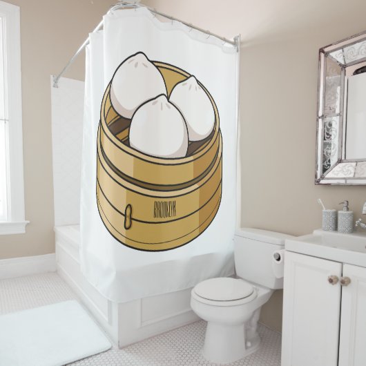 Dim sum Cartoon Illustration Duschvorhang (Beispiel)