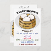 Dim sum Cartoon Illustration Einladung (Vorne/Hinten)
