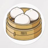 Dim sum Cartoon Illustration Etiketten (Design 1)