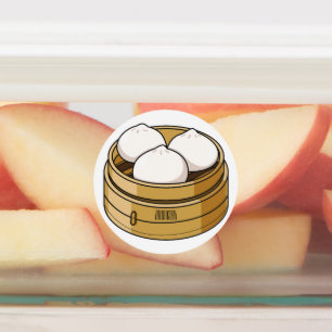 Dim sum Cartoon Illustration Etiketten