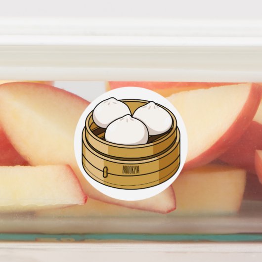 Dim sum Cartoon Illustration Etiketten (Befestigt)