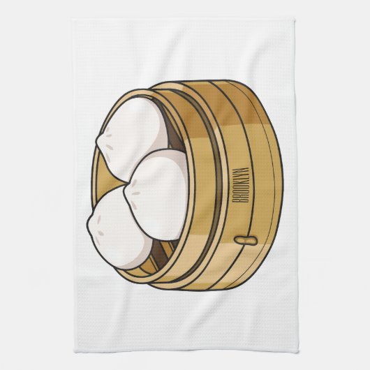 Dim sum Cartoon Illustration Geschirrtuch (Vertikal)