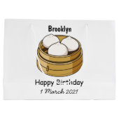 Dim sum Cartoon Illustration Große Geschenktüte (Rückseite)