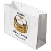 Dim sum Cartoon Illustration Große Geschenktüte (Rückseite Schrägansicht)