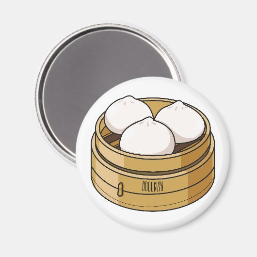 Dim sum Cartoon Illustration Magnet (Vorderseite/Rückseite)