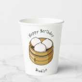 Dim sum Cartoon Illustration Pappbecher (Rückseite)