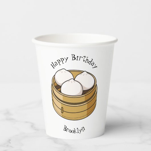 Dim sum Cartoon Illustration Pappbecher (Vorderseite)