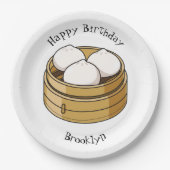 Dim sum Cartoon Illustration Pappteller (Vorderseite)