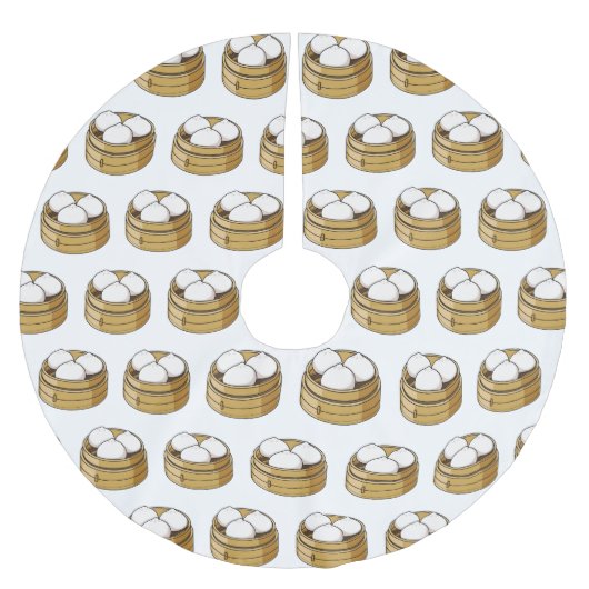 Dim sum Cartoon Illustration Polyester Weihnachtsbaumdecke (Vorderseite)