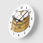Dim sum Cartoon Illustration Runde Wanduhr (Winkel)