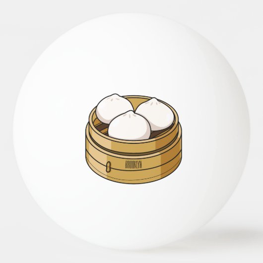 Dim sum Cartoon Illustration Tischtennisball (Vorderseite)