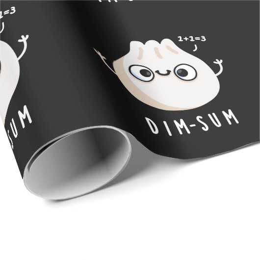Dim-sum Funny Dimsum Math Pun Dark BG Geschenkpapier (Rolleneckpunkt)