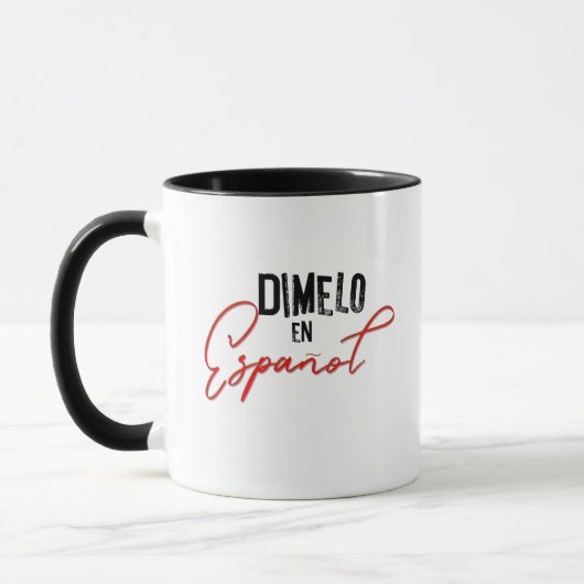 Dimelo En Espanol Spanischer zweisprachiger Lehrer Tasse (Links)
