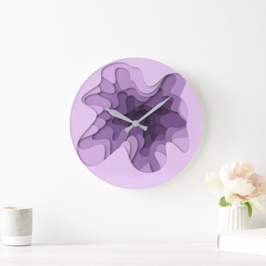 Dimensional Effect Elegant Ombre Lila Layers Große Wanduhr (Zuhause)
