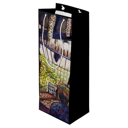 Dimensionen der Neugier Geschenktüte Für Weinflaschen (Rückseite Schrägansicht)