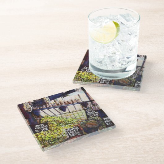 Dimensionen der Neugier Glasuntersetzer (Schrägansicht)