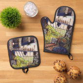 Dimensionen der Neugier Ofenhandschuh & Topflappen-Set (Oben Unten)