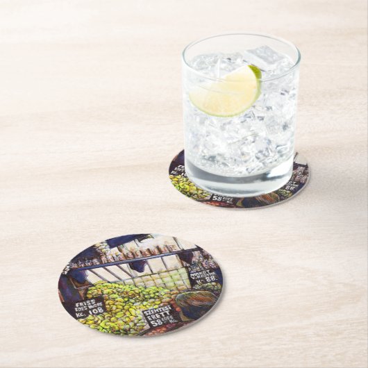 Dimensionen der Neugier Runder Pappuntersetzer (Vor Ort)