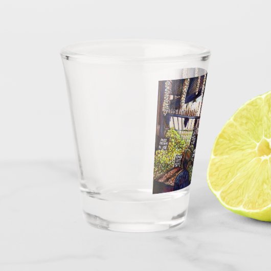 Dimensionen der Neugier Schnapsglas (Links)
