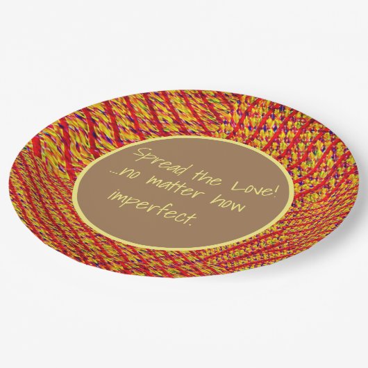 Dimensionen des Glücks Tweed Textured Playful Pappteller (Schrägansicht)