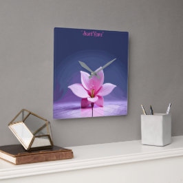 Dimensionen Gladioli: Rosa und Lila Meisterwerk Quadratische Wanduhr