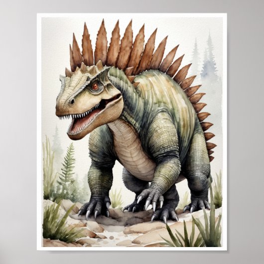 Dimetrodon Dinosaur WasserfarbenwallArt Poster (Vorne)