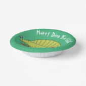 Dimetrodon Happy Green Dinosaurier Cartoon Pappteller (Gewinkelt)