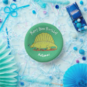 Dimetrodon Happy Green Dinosaurier Cartoon Pappteller (Party)