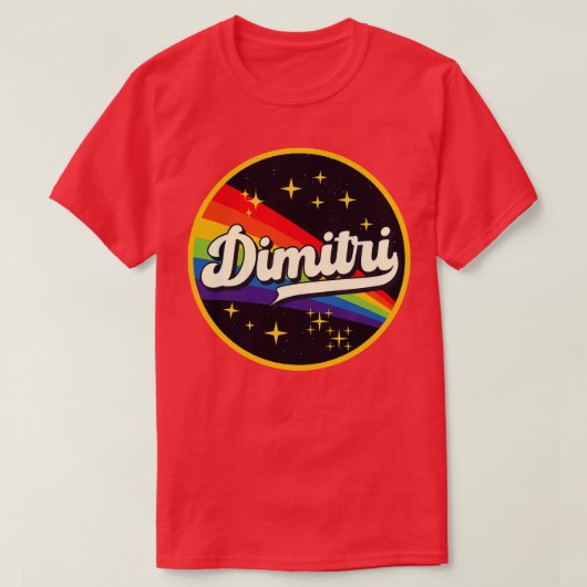 Dimitri Regenbogen im Vintagen Weltraumstil T-Shirt (Design vorne)