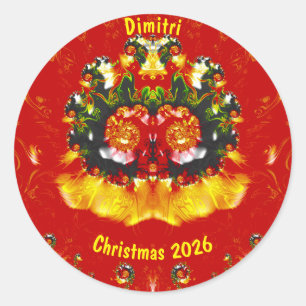 DIMITRI ~ WEIHNACHTEN Fraktal ~ Runder Aufkleber
