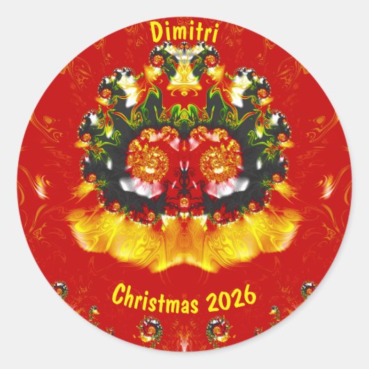 DIMITRI ~ WEIHNACHTEN Fraktal ~ Runder Aufkleber (Vorderseite)