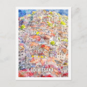 Dimitsana Griechenland Berühmte Wasserfarbskizze f Postkarte (Vorderseite)