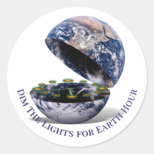 Dimmen Sie die Lichter Earth Hour Runder Aufkleber