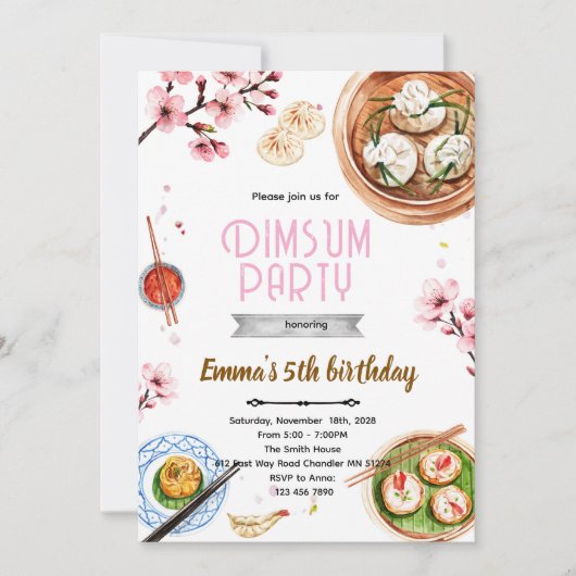 Dimsum-Geburtstagseinladung Einladung (Vorderseite)